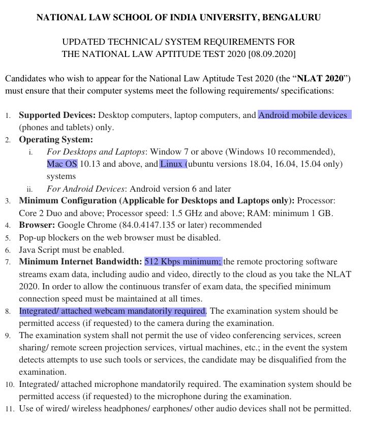 Relaxed technology requirements for NLAT though question marks remain