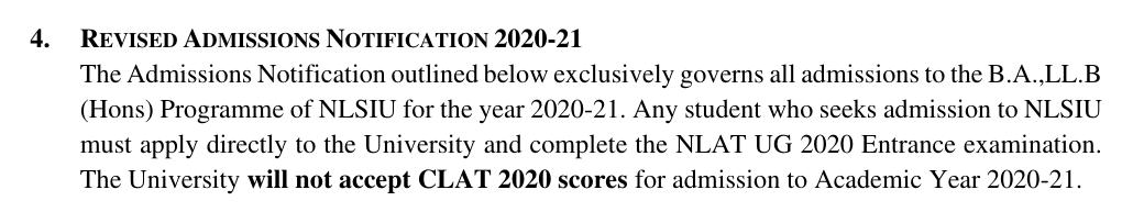 NLS will not accept CLAT scores, resolves to roll own admissions this year (like NLU Delhi)