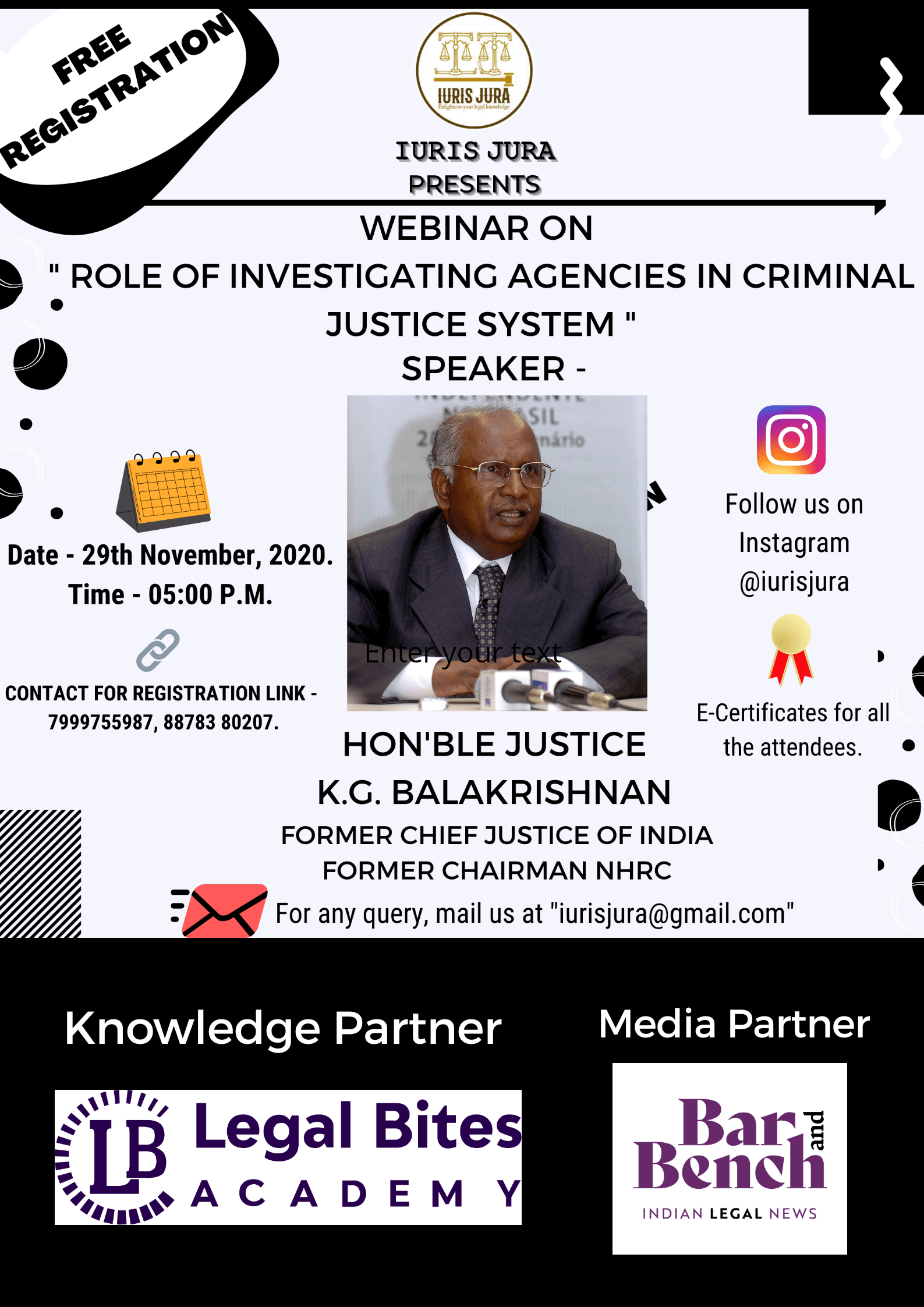 Webinar: Role of Investigating Agencies in Criminal Justice System | Iuris Jura