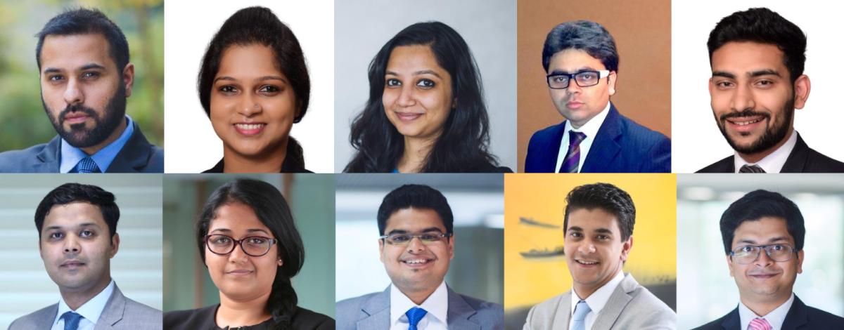 New SAM partners Maker, Menon, Saha, Pandey, Khan, Mirza, Mahapatra, Sinha, Lala, Panda (l. to r., from top)