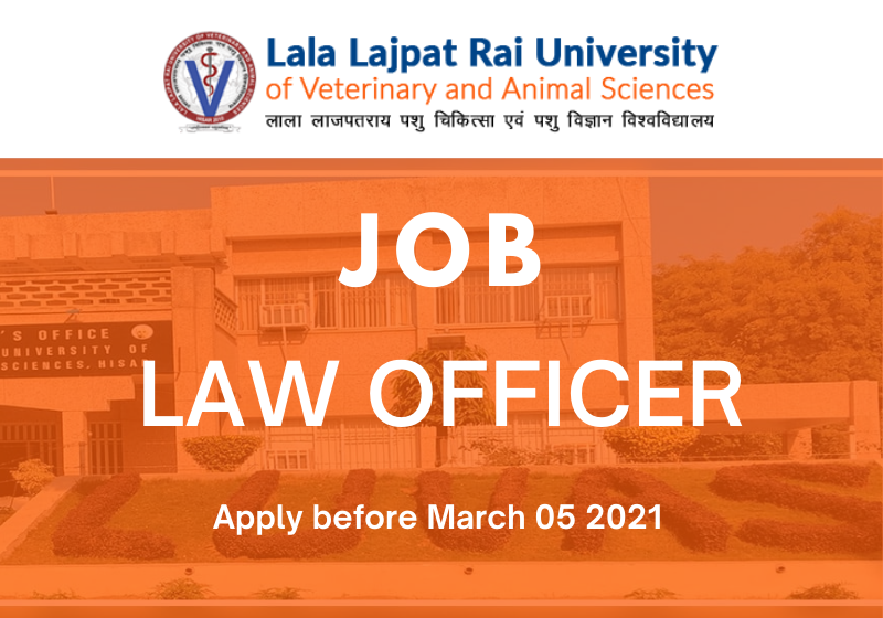 JOB: Law Officer | Lala Lajpat Rai University of Veterinary and Animal Sciences, Hisar