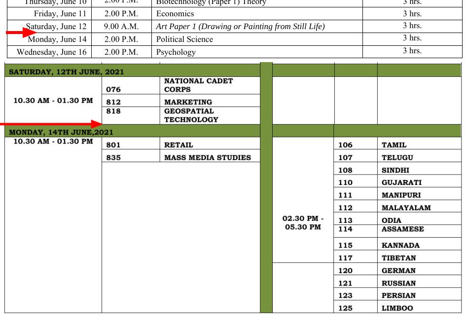 ISCE exam dates (top) and CBSE (bottom), and current CLAT date in between, indicated by red arrow