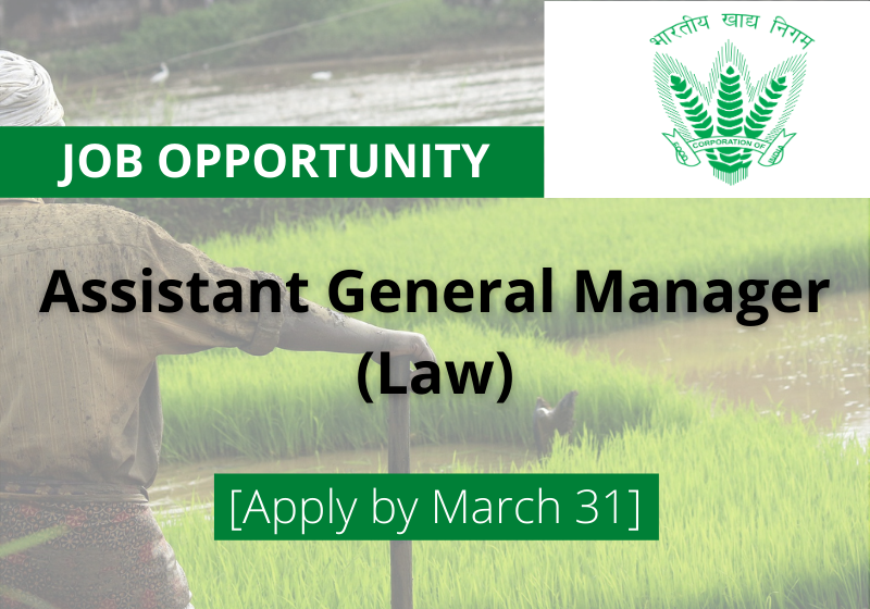 JOB: Assistant General Manager(Law) | Food Corporation of India