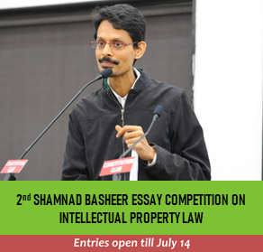 A photograph of Prof. Shamnad Basheer delivering a lecture