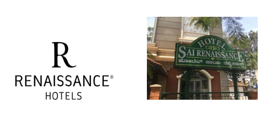Logo of Renaissance Hotels on the left, and Sri Renaissance on the right