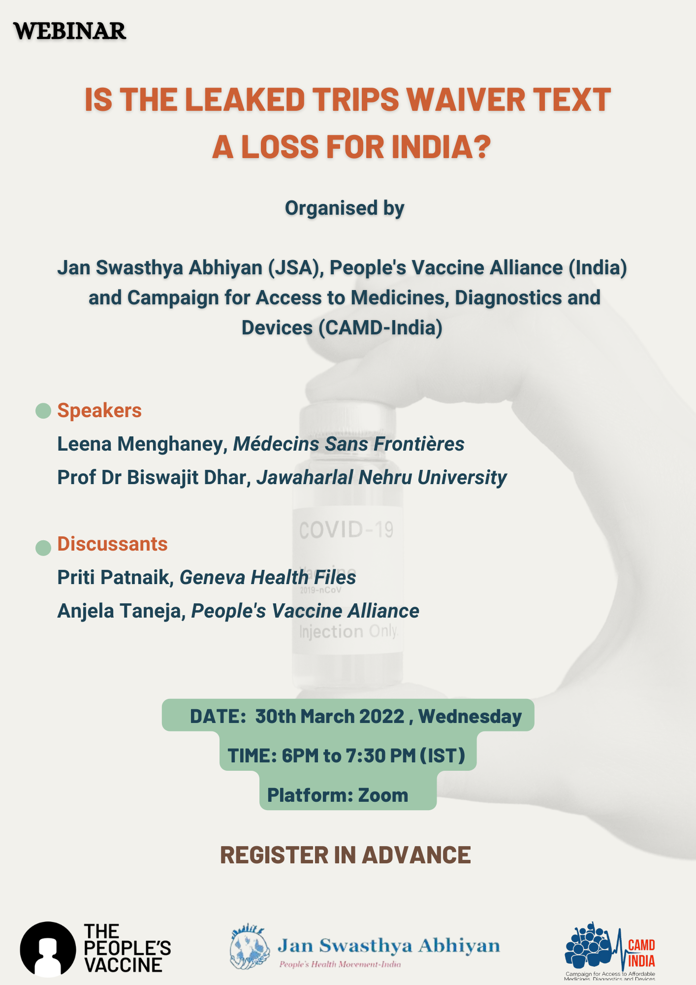 The poster for the webinar