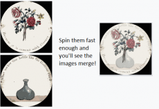 quickly shifting between two overlapping images to make them appear as one conjoint image
