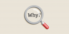 Image depicting a magnifying glass focusing on the word 'why'. 