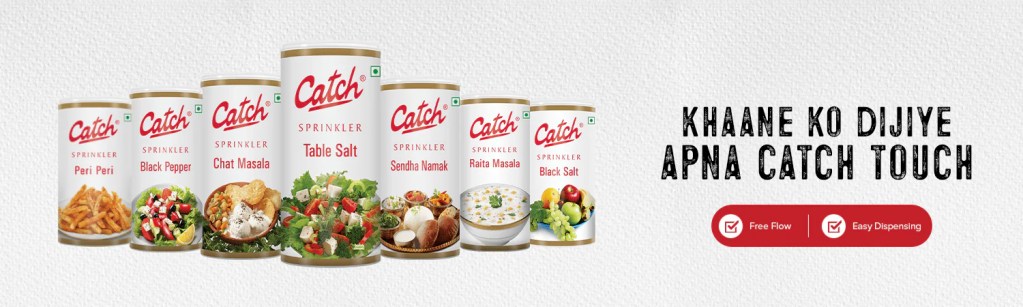 Image of the different varieties of "Catch sprinklers" with phrases "Khane ko dijiye apna touch. 